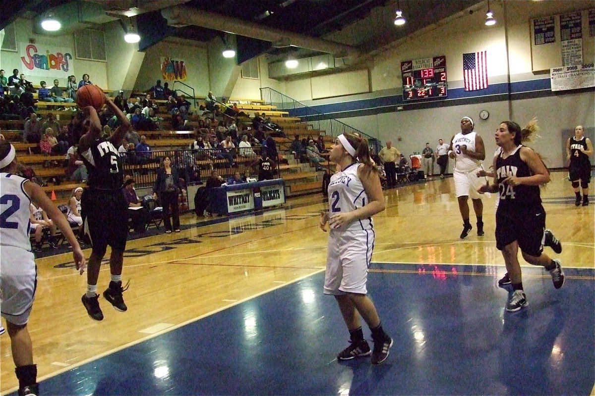 Image: Jameka Copeland(5) pulls up for a quick basket.