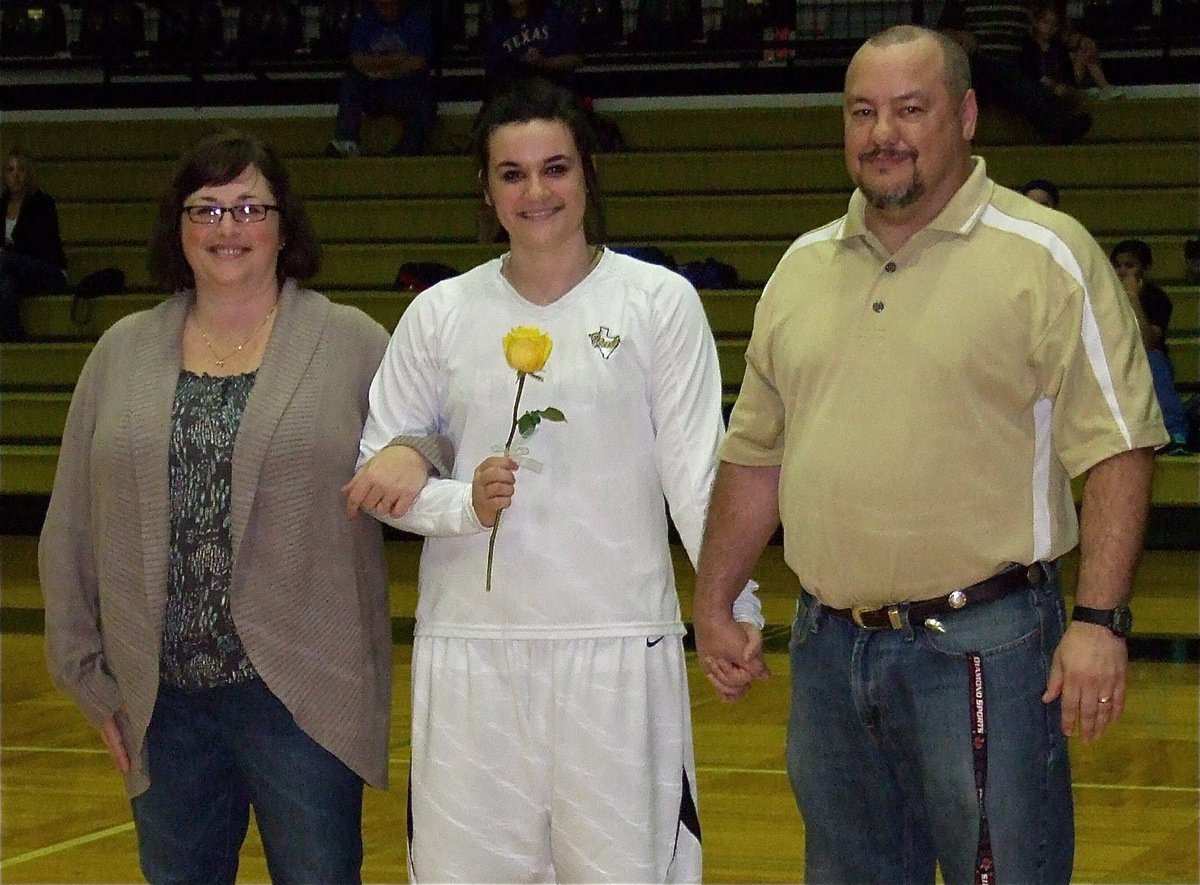 Image: Lady Gladiator Kaytlyn Bales is honored during senior night inside Italy Coliseum.