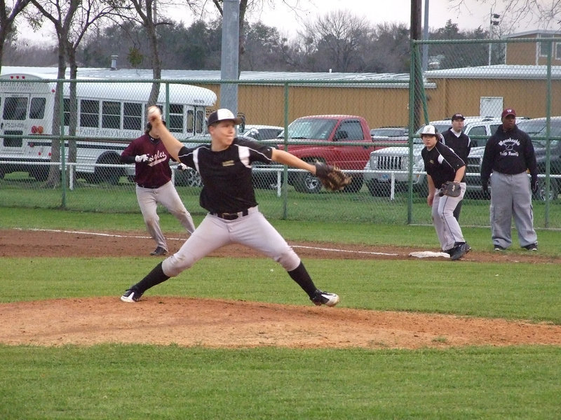 Image: Senior, Kyle Jackson, lights up the mound with his fast ball.