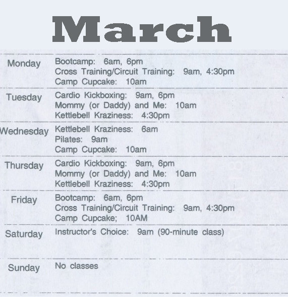 Image: March schedule