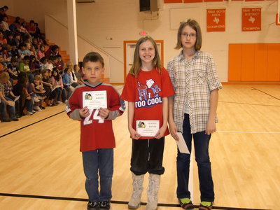 Image: Soaring Eagle awards in science class for 4th grader Mathew Ozymy, 4th grader Lindsey Rankin and 5th grader Sabrina Ragland.
