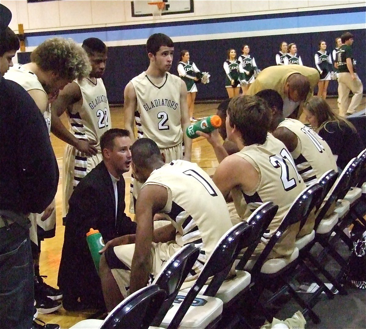 Image: Coach Callahan calls the shots during a timeout.