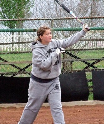 Image: Sophomore Lady Gladiator Paige Westbrook takes hitting practice.