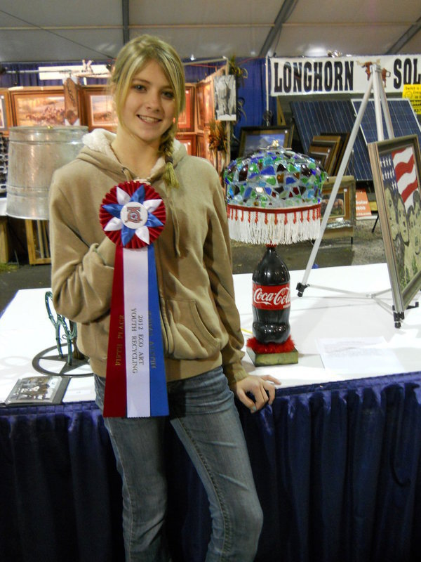 Image: Halee Turner and her prize winning cola bottle lamp.