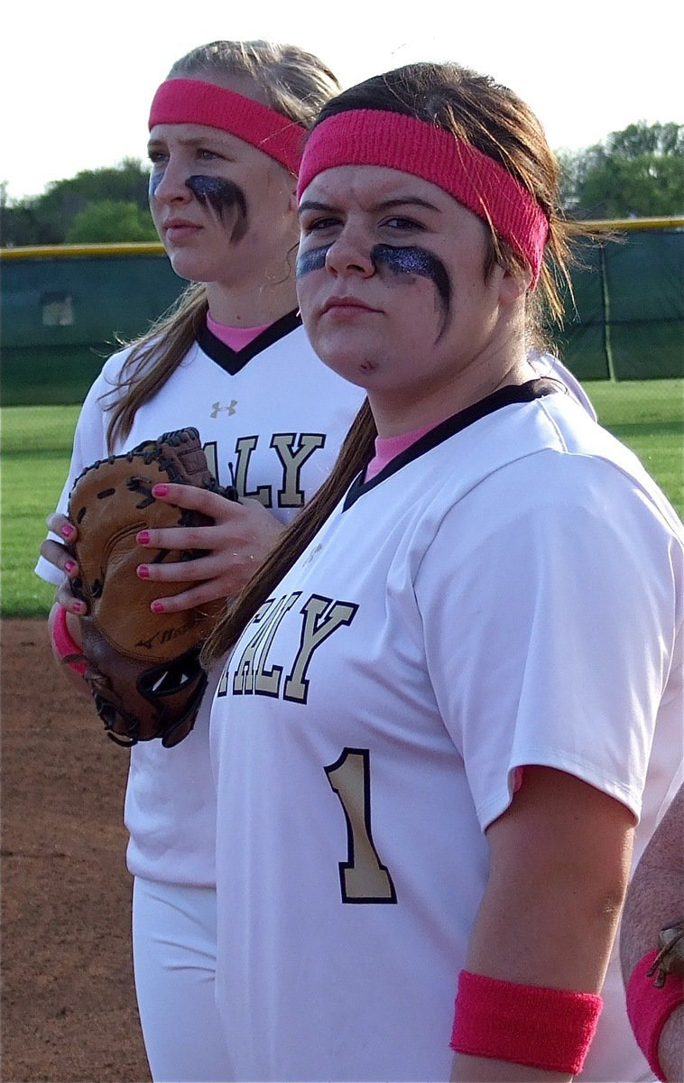 Image: Jaclynn Lewis(15) and Bailey Deborde(1) are determined to beat Maypearl and defeat cancer.