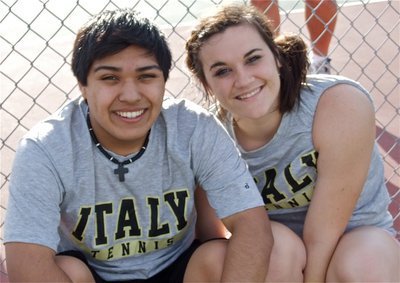 Image: Italy’s C.J. Enriquez and Kaytlyn Bales are enjoying their day of tennis in Rice.