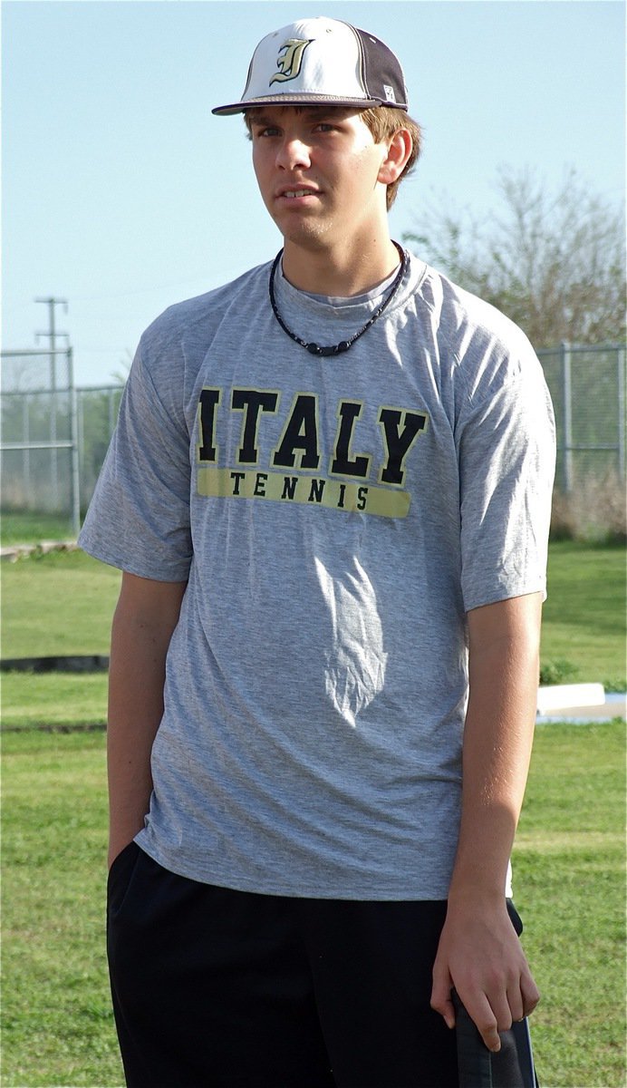 Image: Italy’s Cole Hopkins patiently waits for his doubles match to begin.