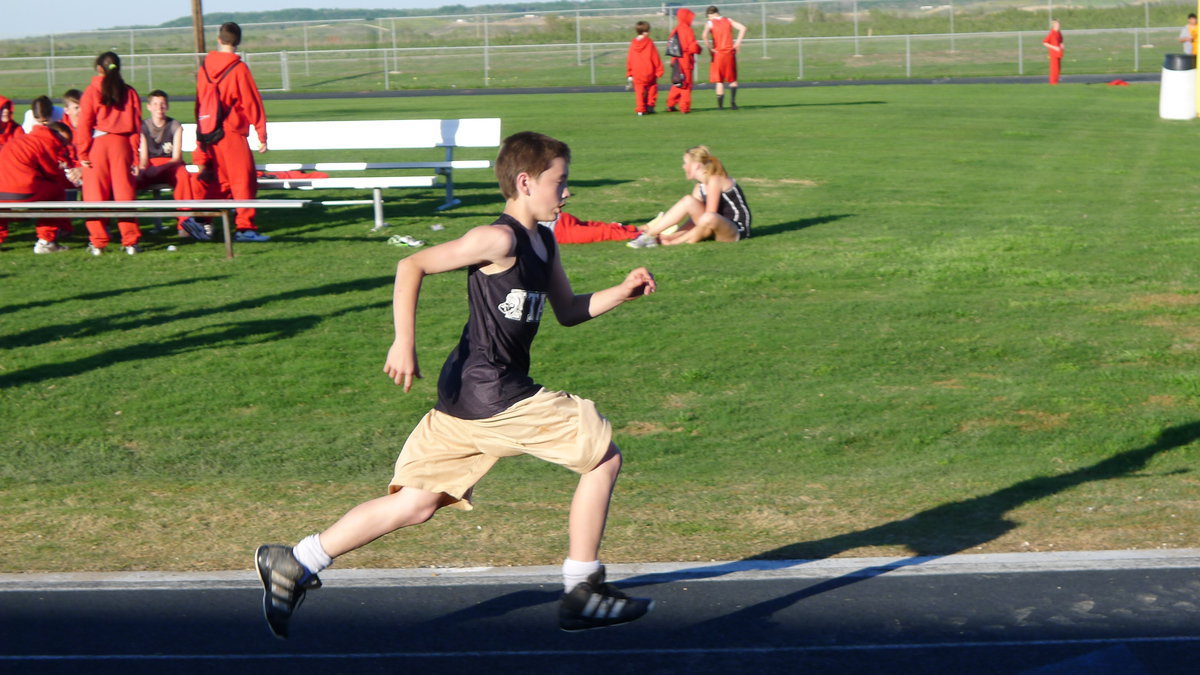 Image: Dillan McCasland sprints for a great finish.