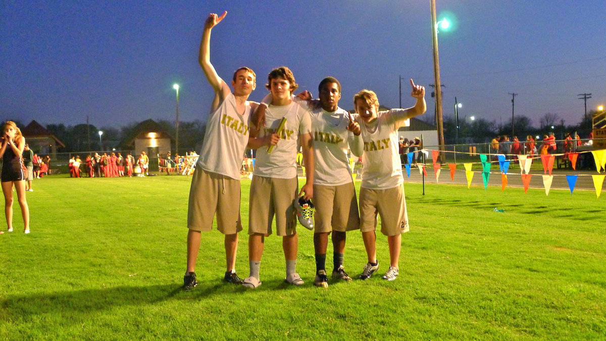 Image: The eighth grade boys celebrate finishing in the higher echelon