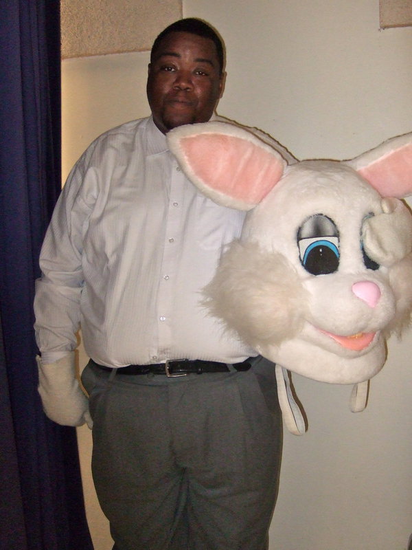Image: Jason Miller being the great sport he is was happy to be Easter Bunny to all the kids.