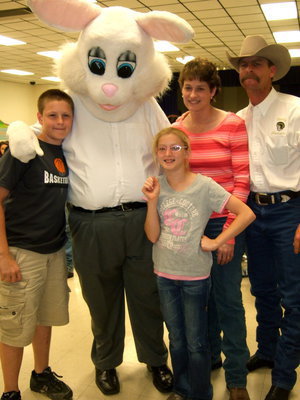 Image: The Riddle family with the Easter Bunny.
