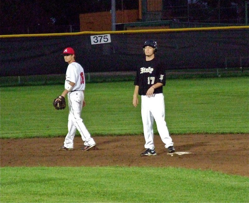 Image: Gladiator senior, Brandon Souder(17) steals second base late in the game.