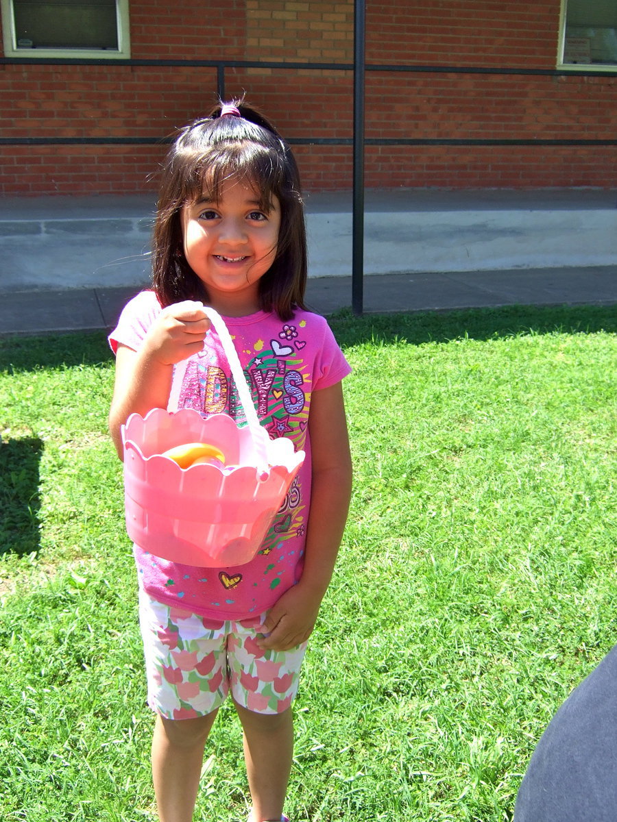 Image: Jackie Munoz is happy with the eggs she found.