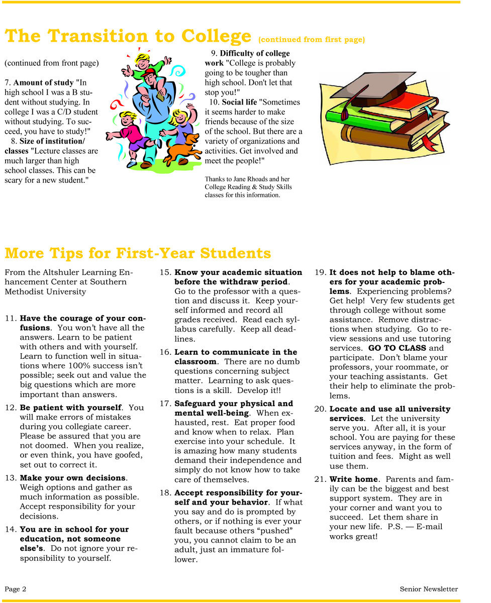 Image: April Senior Newsletter, page 2