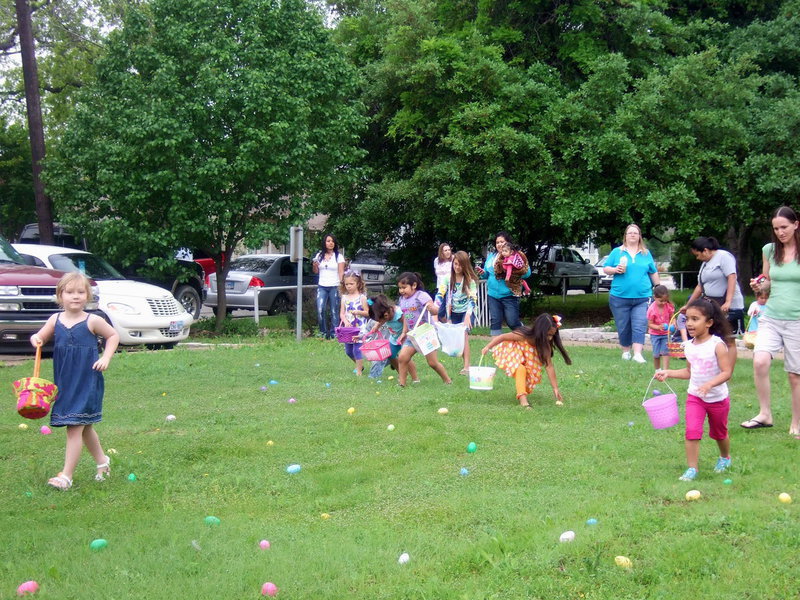 Image: The little girl in blue is on a mission.