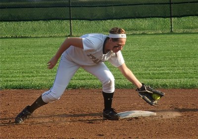 Image: Shortstop, Bailey Bumpus(18) displays the skills.