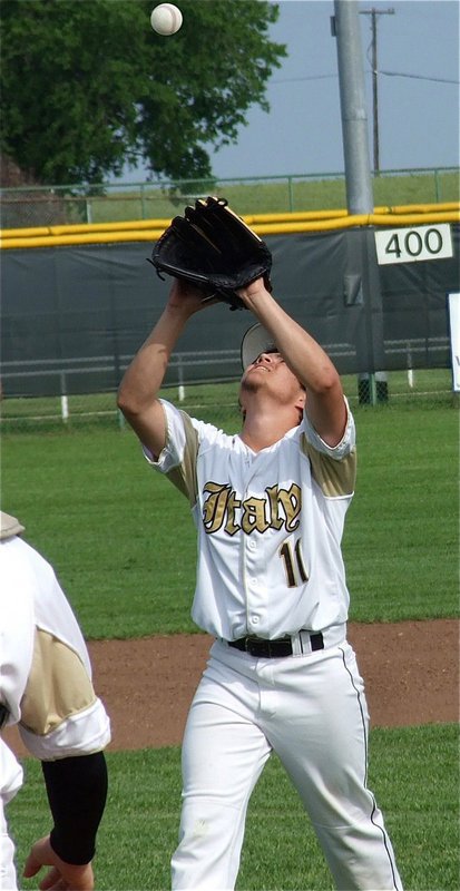 Image: Tyler Anderson catches the game’s first out.