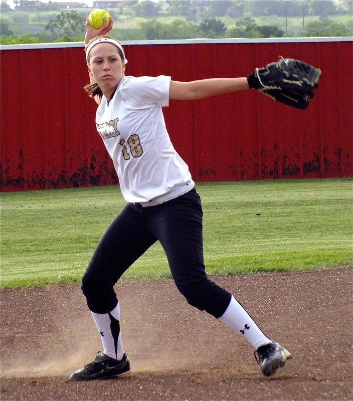 Image: Lady Gladiator shortstop, Bailey Bumpus, gets her aggression revved up.