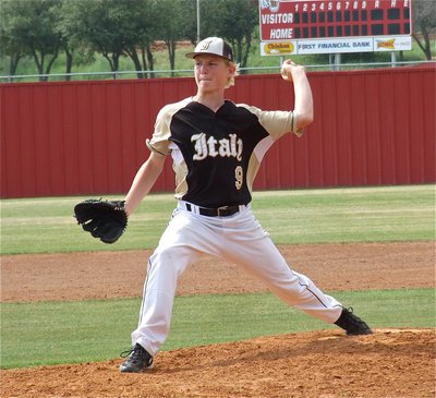 Image: Freshman, Cody Boyd(9), starts on the mound for Italy against the Glen Rose Tigers.