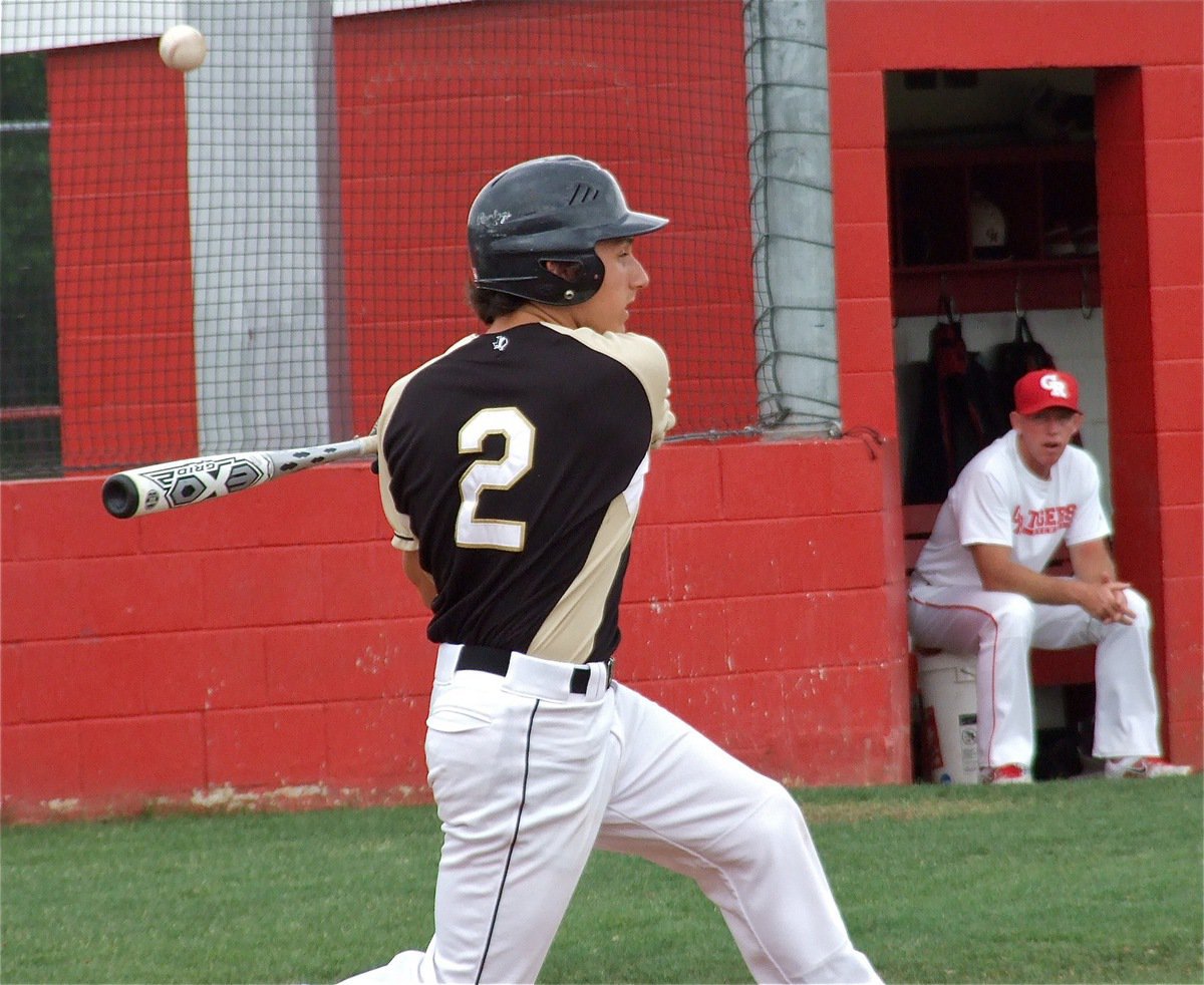 Image: Chace McGinnis(2), fouls one back while battling at the plate.