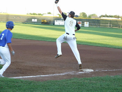 Image: Cole Hopkins catches this throw…no problem.