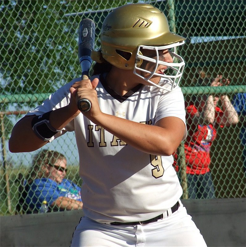 Image: Alyssa Richards(9) is intimidating at the plate.