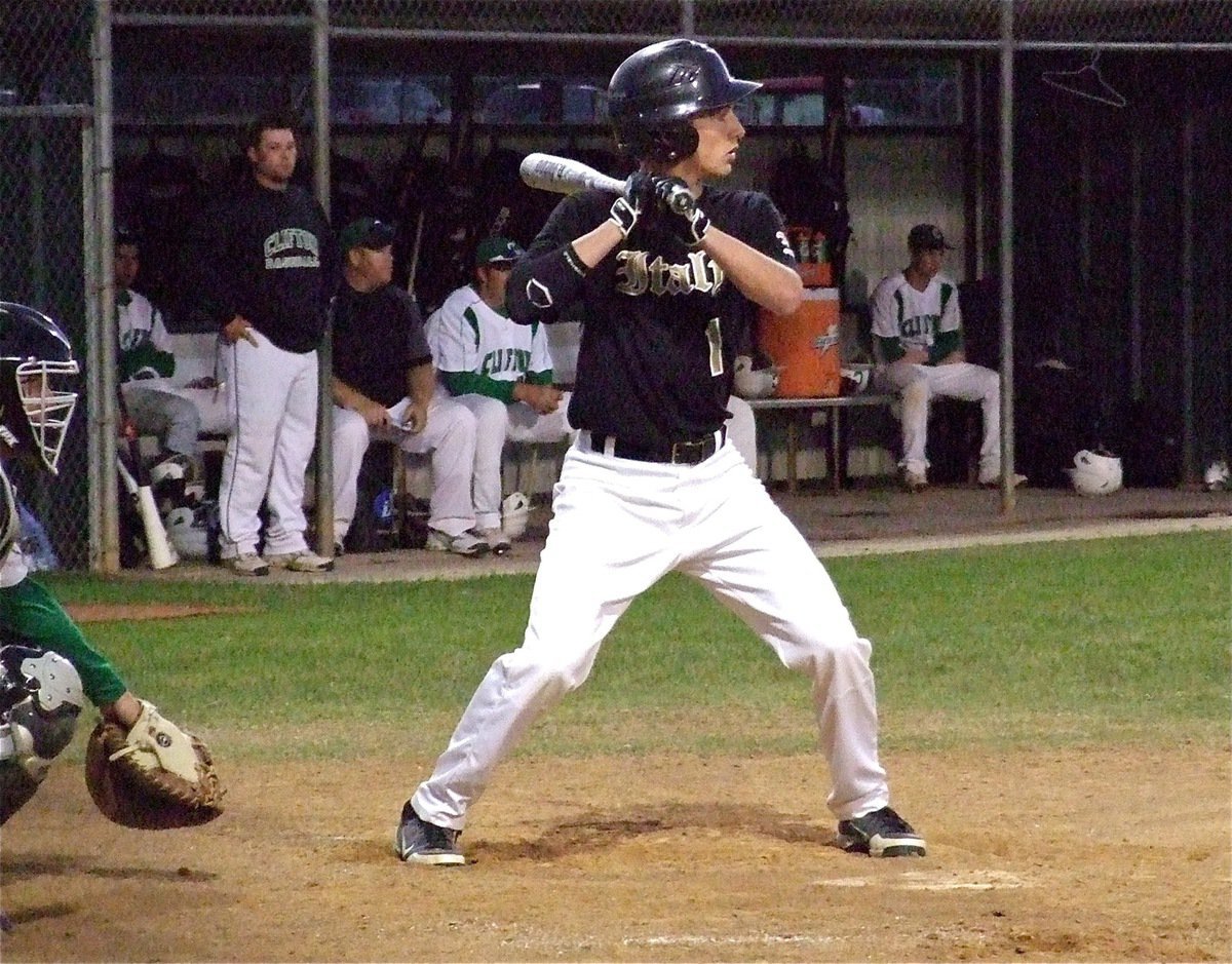 Image: Senior Gladiator, Ross Stiles(1) settles in at the plate.