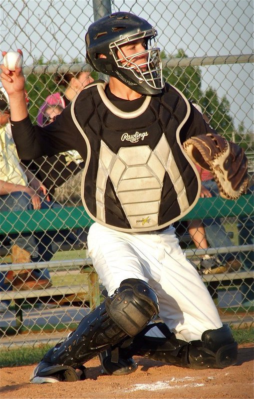 Image: Italy catcher Ross Stiles(1) returns the ball to the mound.