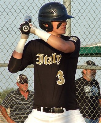 Image: Italy senior Jase Holden(3) stands strong at the plate.