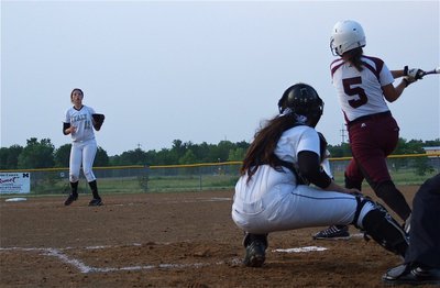 Image: Strike 3! Megan Richards(17) and her sister Alyssa Richards(9) combine for another strikeout.