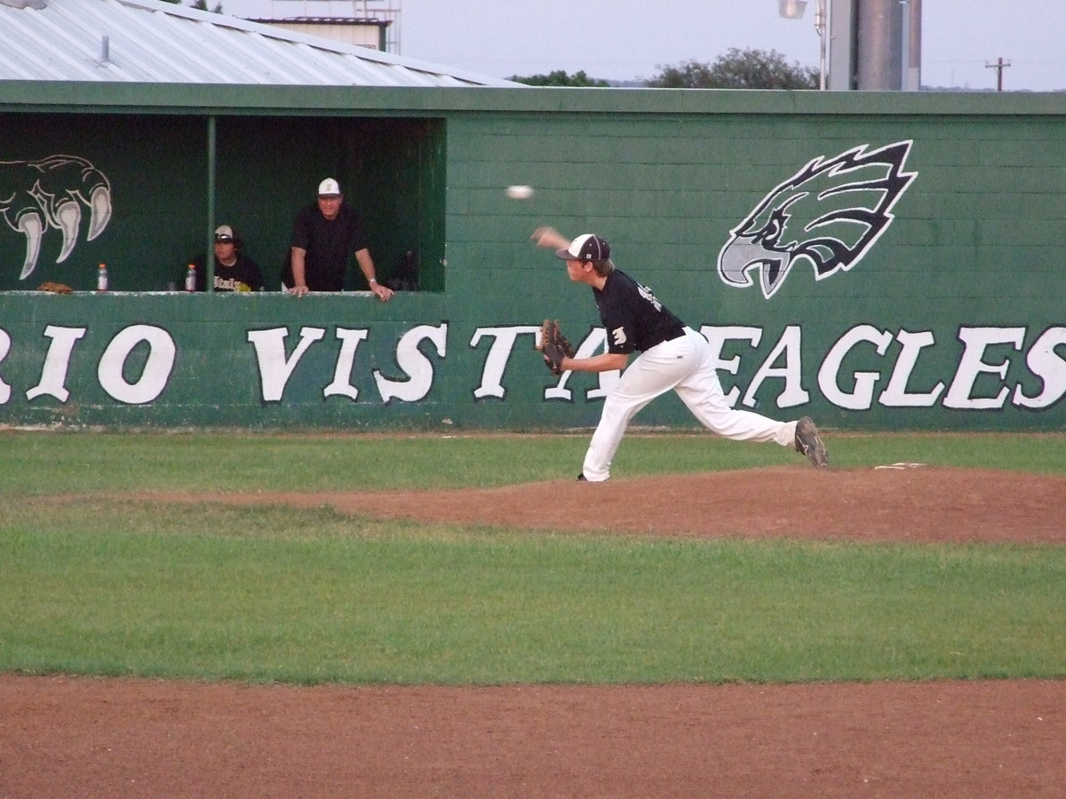 Image: Justin “Buck” Buchanan pitching for the last time for IHS.