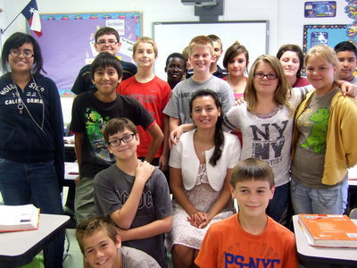 Image: Brandy Martinez teaches 6th grade and she is pictured her with her students.