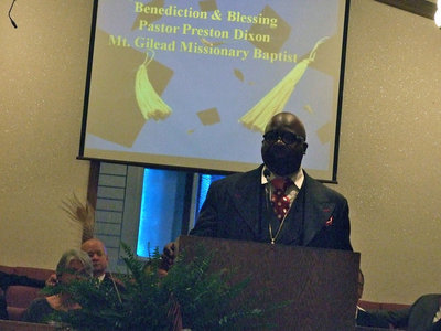 Image: Pastor Preston Dixon of Mt. Gilead offered a prayer and a blessing for the seniors.