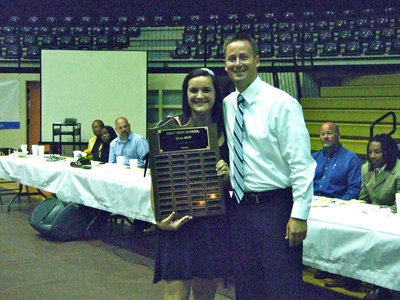 Image: Kaytlyn Bales received the Girl’s Tennis MVP award from Coach Callahan.
