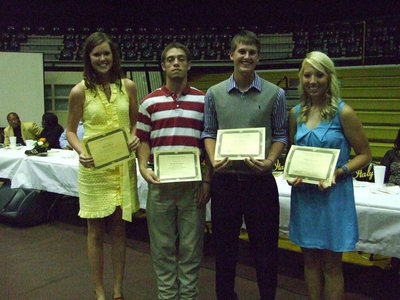Image: Kaitlyn Rossa, Brandon Souder, Jase Holden and Megan Richards were awarded the Italy Athletic Booster Club scholarship.