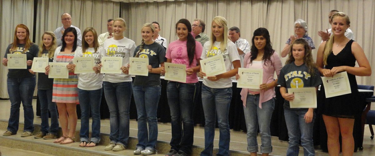 Image: The regional qualifying softball team was honored.
    (L-R) Katie Byers, Britney Chambers, Bailey DeBorde, Bailey Eubank, Jaclynn Lewis, Kelsey Nelson, Alyssa Richards, Megan Richards, Alma Suaste, Tara Wallis, Madison Washington