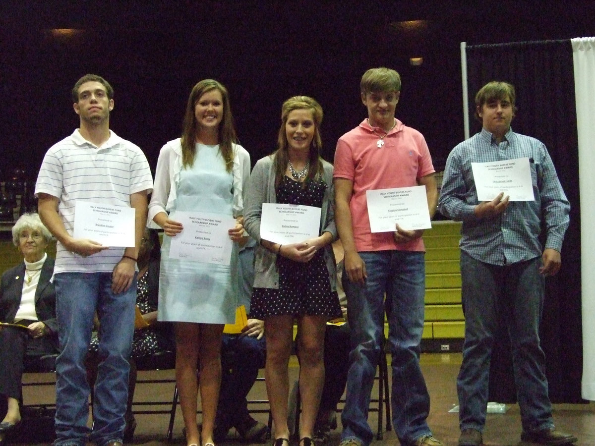 Image: Brandon Souder, Kaitlyn Rosa, Bailey Bumpus, Clayton Campbell and Taylor Mathers were awarded the Italy Youth Buyers Fund Scholarship.