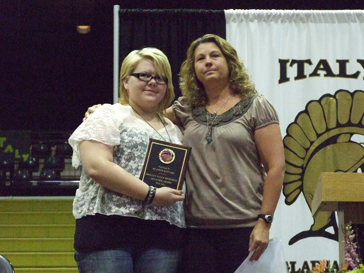 Image: Cynthia Nance awarded Heather Maynard the Shelley Nance Memorial Scholarship.