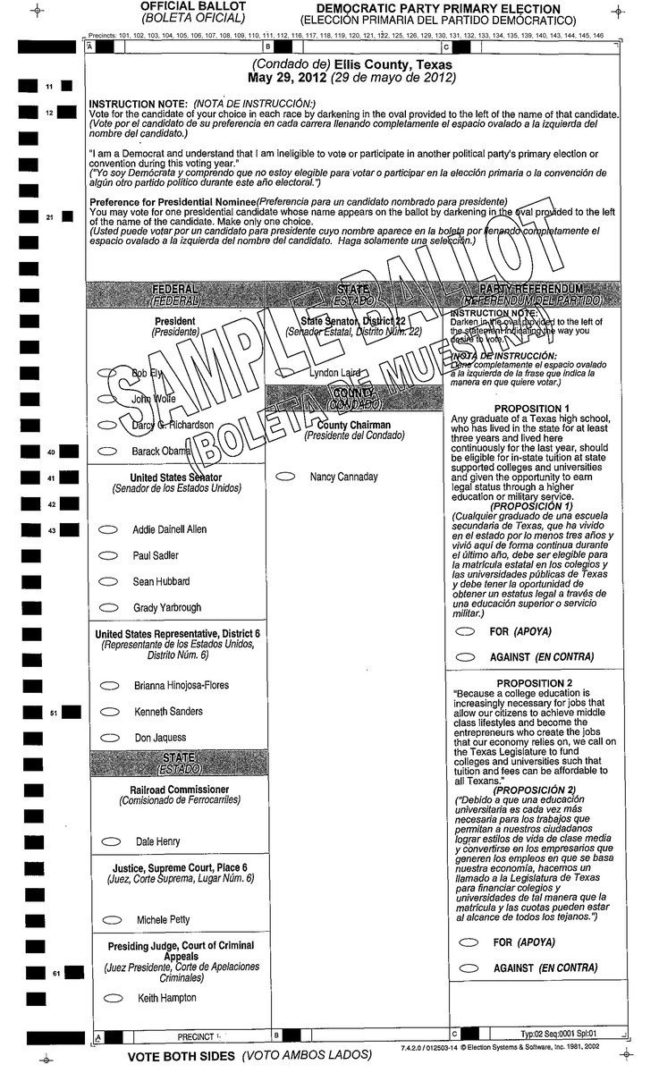 Image: Democratic Primary Election-Sample Ballot, page 1