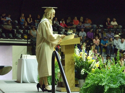 Image: Valedictorian Megan Richards gives her speech.