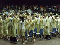 Image: The Class of 2012 sing the class song together for the last time.