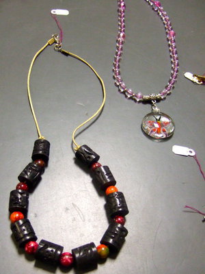 Image: Beaded necklaces.