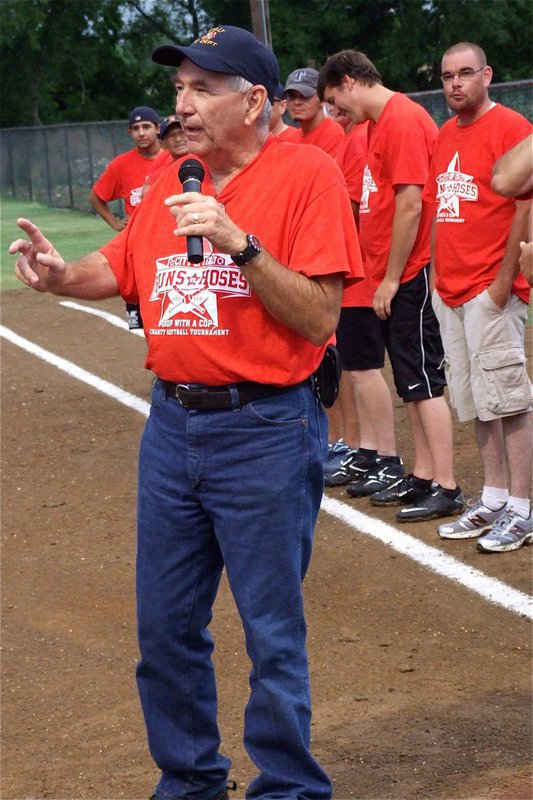 Image: Donald Chambers handles the introductions on behalf of the Italy Fire Department.