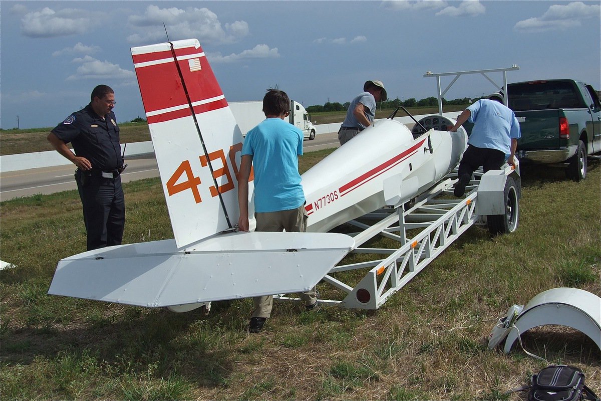 Image: One final push gets the glider up on the trailer.