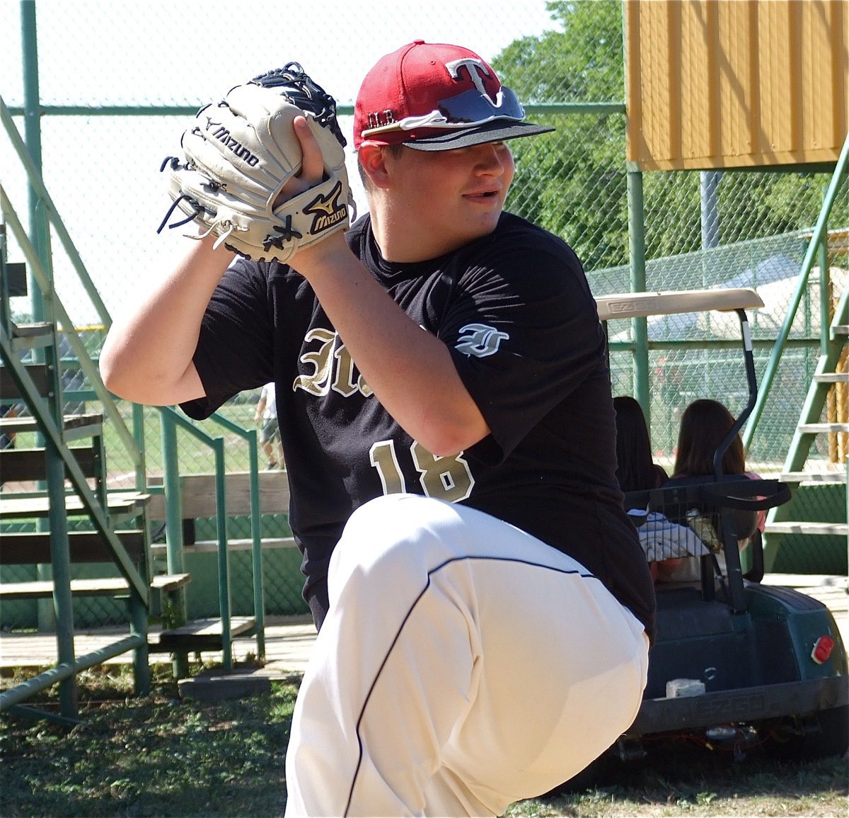 Image: John Byers gets loose in the bullpen for Italy.