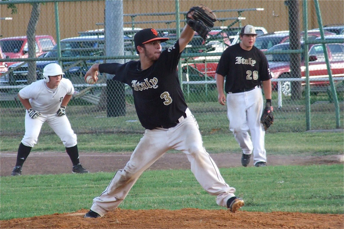 Image: Caden Jacinto(3) takes over on the mound for Italy.