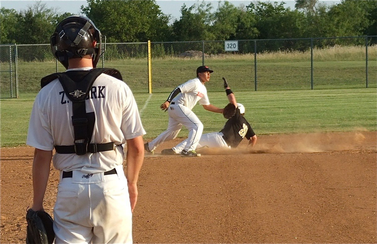 Image: Italy’s Kevin Roldan(20) slides safely into third.