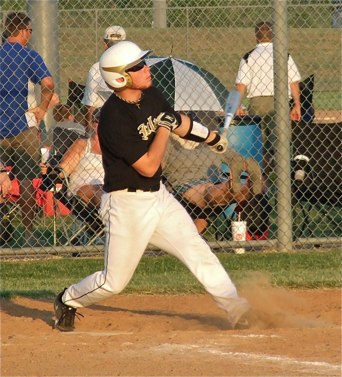 Image: Reece Marshall hits one for single against Mexia.