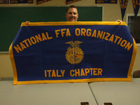 Image: Blake Godwin, new member of the Italy High School teaching staff, found some pennants, flags and some awesome memorabilia and is using them as decorations in the class.  “I want the students to see what the FFA history has been in this chapter,” Godwin proudly replied.