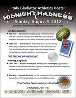 Image: Midnight Madness with Italy Gladiator Athletics kicks-off on Sunday, August 5 at 8:00 p.m. and concludes Monday, August 6 around 3:00 a.m.